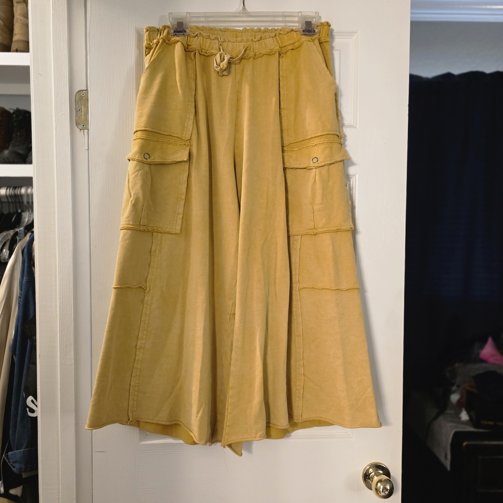 Easel Mustard Yellow Cropped Lounge Pants Medium